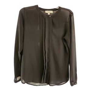 Semi Sheer Black Blouse Size S Long Sleeves Olive & Oak